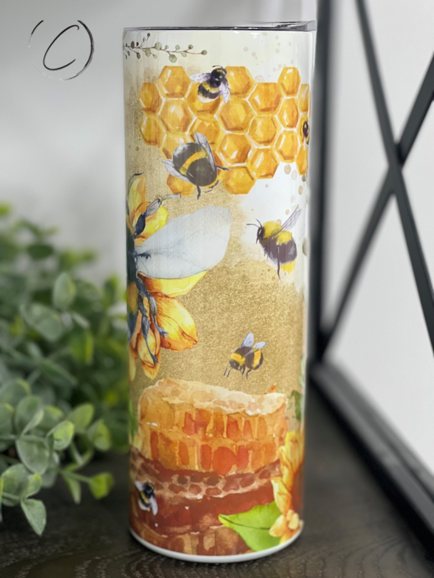 Watercolor Honey Bee 20oz Skinny Tumbler