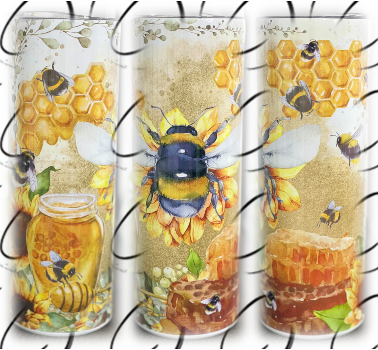 Watercolor Honey Bee 20oz Skinny Tumbler