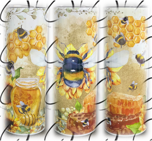 Watercolor Honey Bee 20oz Skinny Tumbler