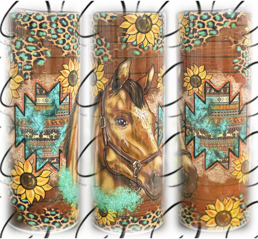 Western Sunflower Horse 20oz Skinny Tumbler