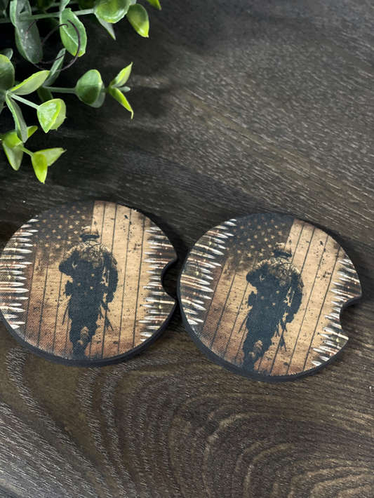 Wood Grain Military Car Coaster Set