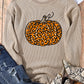 Leopard Print Pumpkin Round Neck Sweatshirt