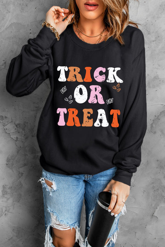 Trick or Treat Letter Graphic Sweatshirt