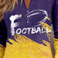 FOOTBALL Graphic Notched Neck Long Sleeve T-Shirt