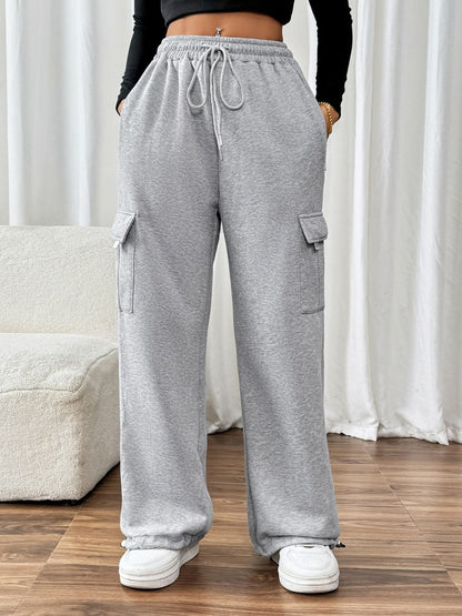 Drawstring Elastic Waist Joggers with Pockets