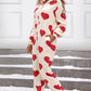 Fuzzy Heart Zip Up Hooded Lounge Jumpsuit