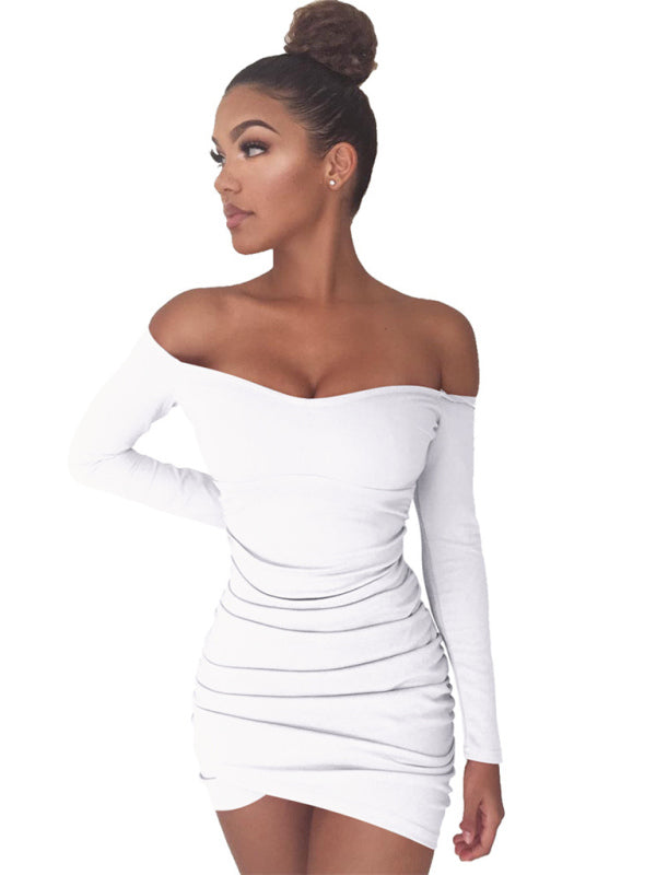 Long-sleeved Sexy One-shoulder Dress