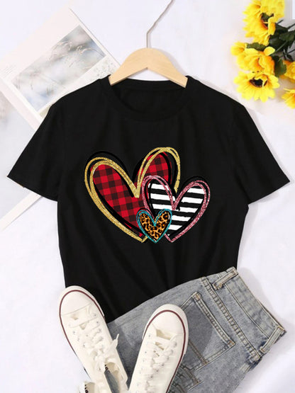 Valentine's Day Leopard Print Sleeve T-Shirt