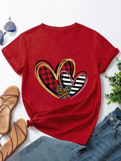 Valentine's Day Leopard Print Sleeve T-Shirt