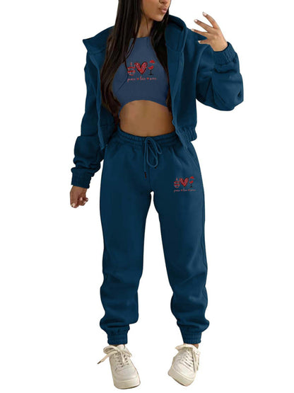 Valentine's Day Hooded Sports and Leisure Set (3-piece set)