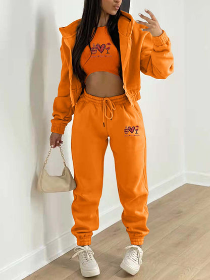 Valentine's Day Hooded Sports and Leisure Set (3-piece set)