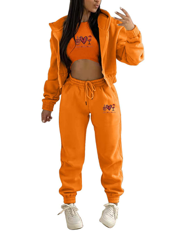 Valentine's Day Hooded Sports and Leisure Set (3-piece set)