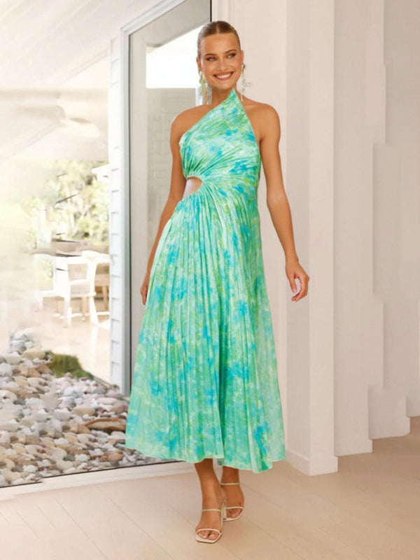 Elegant Pleated One Shoulder Dress