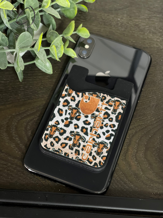 Bronze Leopard Carhartt Card Caddy Phone Wallet