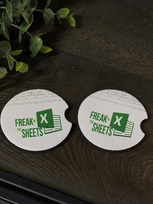 Freak In The Sheets Excel Car Coaster Set