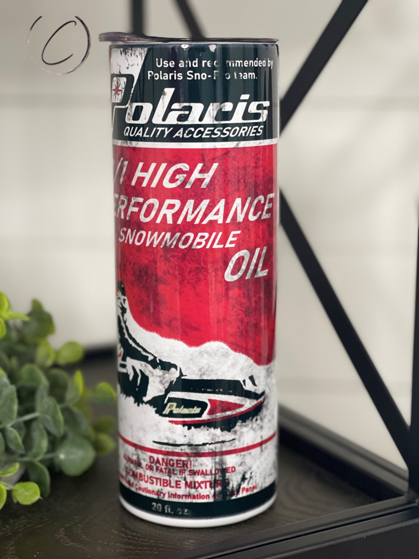 High Performance Snowmobile Oil 20oz Skinny Tumbler