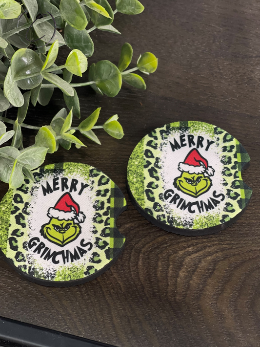 Merry Grinchmas Car Coaster Set