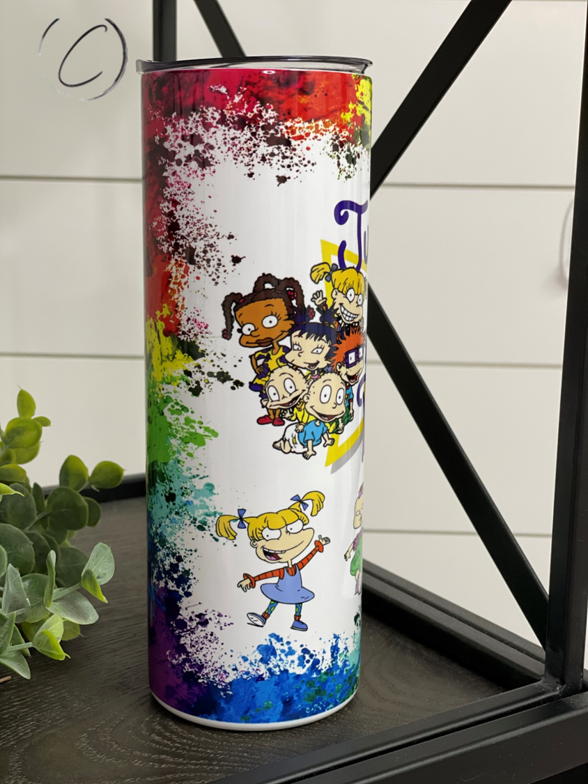 Raising Rugrats 20oz UV Pink Skinny Tumbler