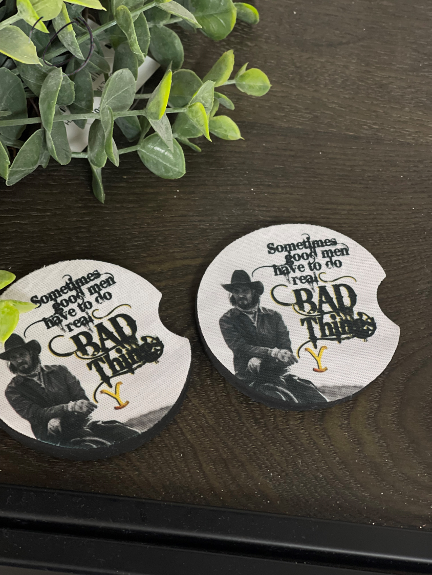 Yellowstone Bad Things Car Coaster Set