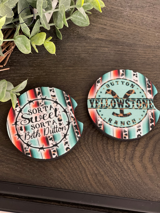 Yellowstone Dutton Ranch Neoprene Car Coaster Set