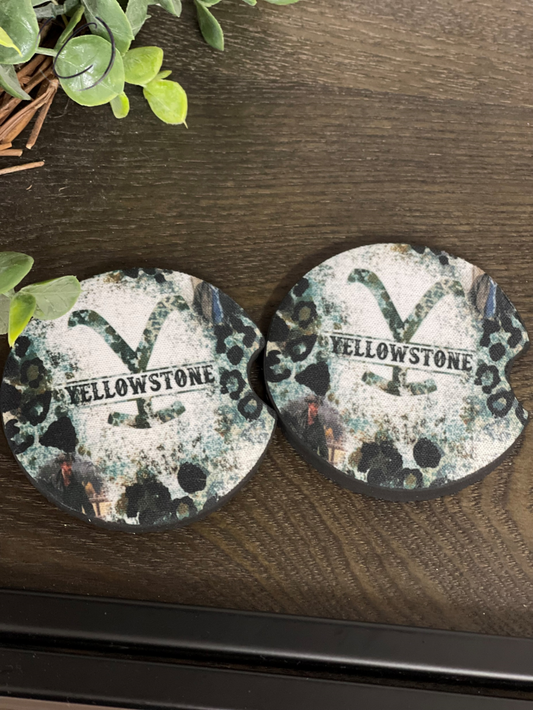 Yellowstone Rustic Leopard Neoprene Car Coaster Set